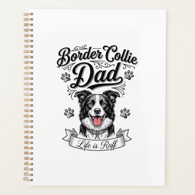 T-shirt de conception de papa Border Collie gravur (Devant)