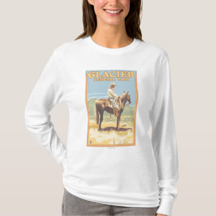 T-shirt De cowboy parc national de glacier à cheval -,
