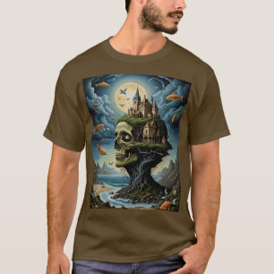 T-shirt de crâne surréaliste gothique
