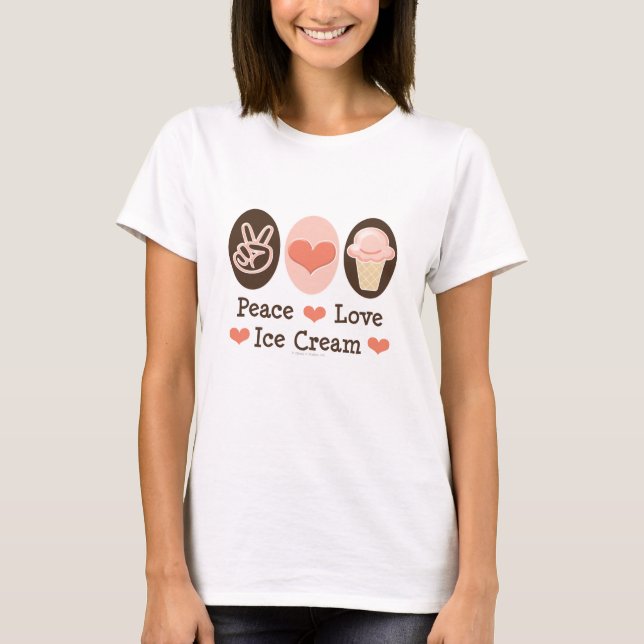 T-shirt de crème glacée d'amour de paix (Devant)