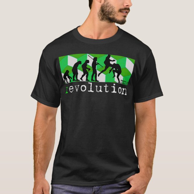 T-shirt de cube en vert de diagramme d'évolution (Devant)