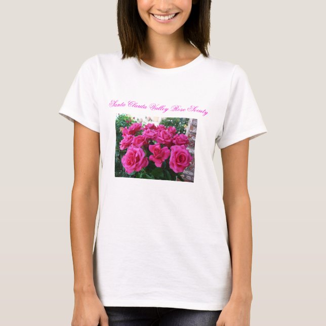 T-shirt de dames avec les roses roses (Devant)