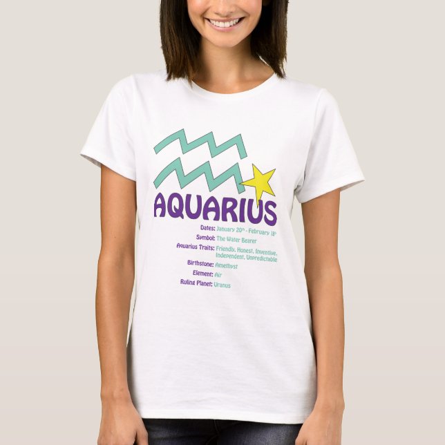 T-shirt de dames de traits de Verseau (Devant)