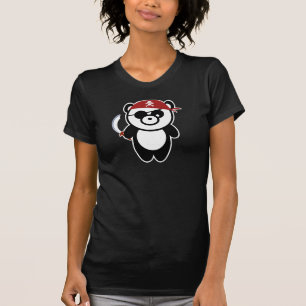 T-shirt de dames Twofer de panda de pirate
