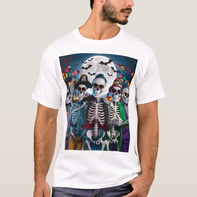T-shirt de danse squelette Halloween (Devant)