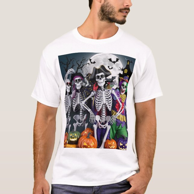 T-shirt de danse squelette Halloween (Devant)