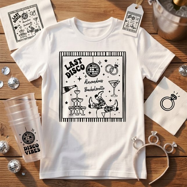 T-shirt de demoiselle d'honneur rétro Last Disco | (Créateur téléchargé)