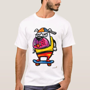 T-shirt de dessin animé de bouledogue grincheux su