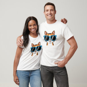 T-shirt de dessin animé de chat cool drôle portant