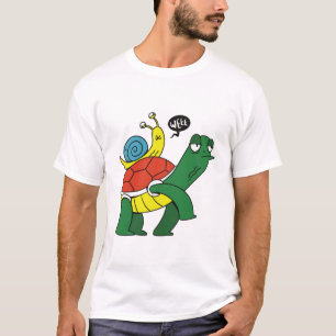 T-shirt de dessin animé de tortue drôle à cheval s