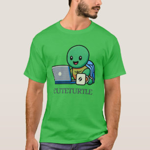 T-shirt de dessin animé d'ordinateur portable de t