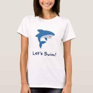 T-shirt de dessin animé requin Let's Swim Amour de