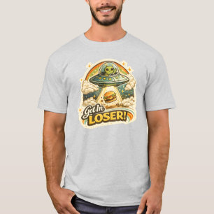 T-shirt de dessin animé rétro drôle d'alien de OVN