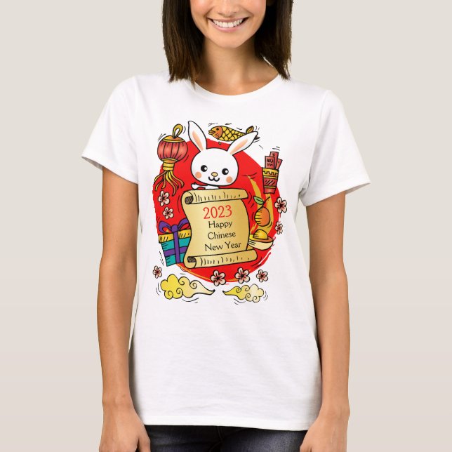T-shirt de dessin de lapin pour le Nouvel An chino (Devant)