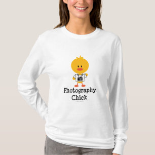 T-shirt de douille de poussin de photographie long