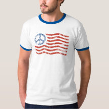 T-shirt de drapeau américain de signe de paix