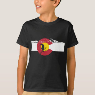 T-shirt de drapeau du Colorado - skieur -