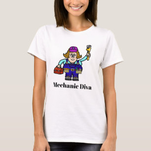 T-shirt de femelle de diva de mécanicien