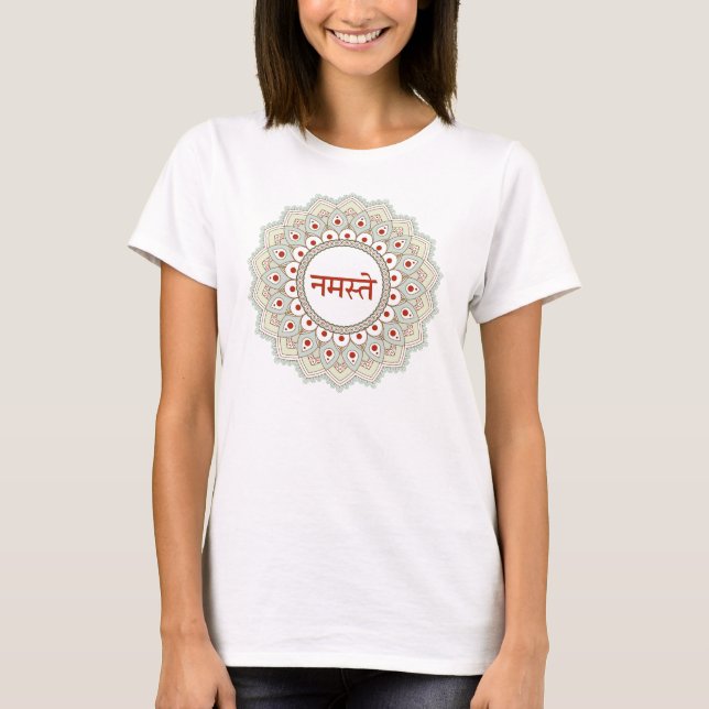 T-shirt de femme de yoga de Namaste de mandala (Devant)