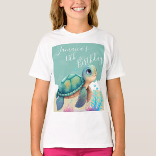 T-shirt de fête d'anniversaire de tortue d'océan à
