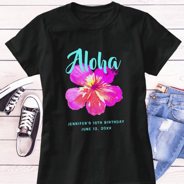 T-shirt de fête hawaïenne Fun Aloha Tropical Birth (Créateur téléchargé)