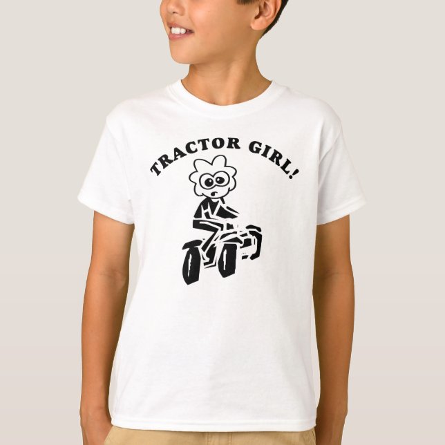 T-SHIRT DE FILLE DE TRACTEUR DE PELOUSE D'ENFANTS (Devant)