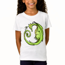 T-shirt de fille dragon vert endormi