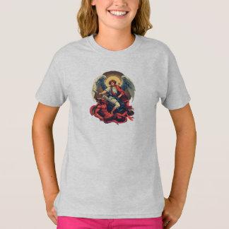 T-shirt de fille Saint Michel terrassant le diable