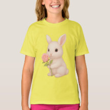 T-Shirt De Fleurs Portes De Lapin Mignonne