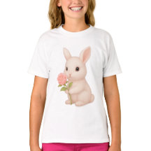 T-Shirt De Fleurs Portes De Lapin Mignonne