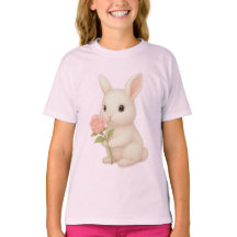 T-Shirt De Fleurs Portes De Lapin Mignonne