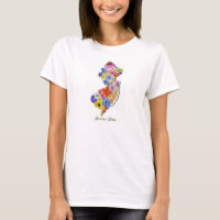 T-shirt de fleurs sauvages de la carte NJ de