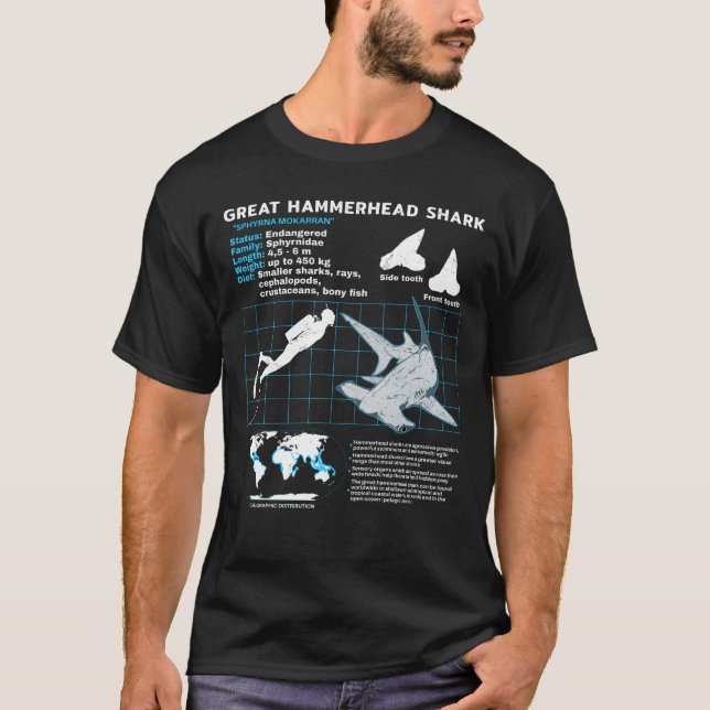 T-shirt de Great Hammerhead Shark Fact (Devant)