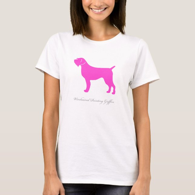 T-shirt de griffon de pointage à poils durs (rose) (Devant)