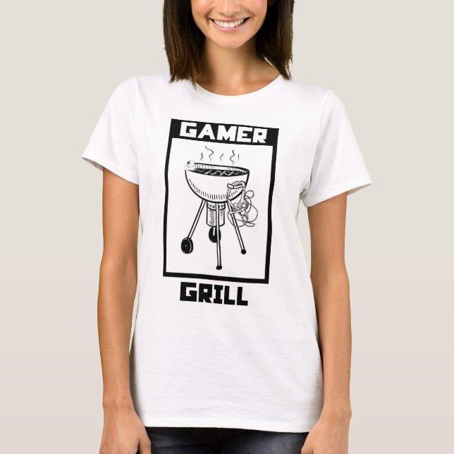 T-shirt de gril de jeu - mode de Gamer (Devant)