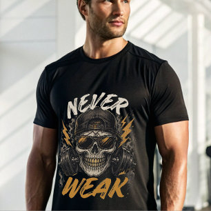 T-Shirt de gym Crâne Jamais Faible   Entraînement 