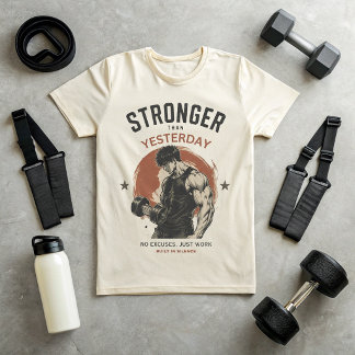 T-Shirt de Gym Plus Fort qu'Hier | Pas d'Excuses