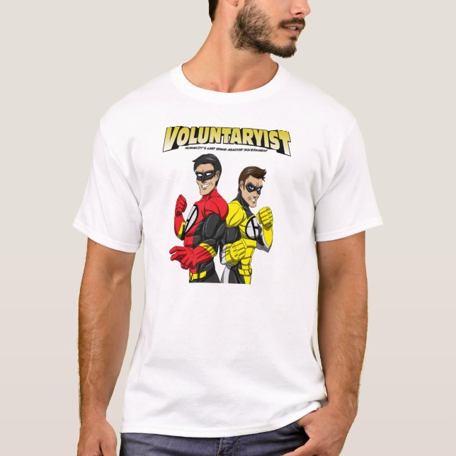 T-shirt de héros de bande dessinée de Voluntaryist (Devant)