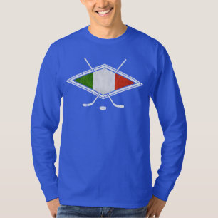 T-shirt de hockey sur glace italien avec nom et nu