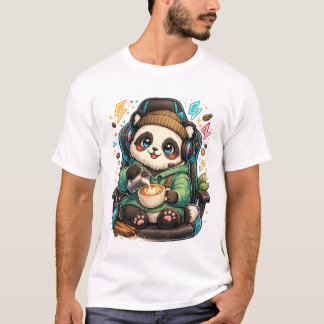 T-shirt de jeu vidéo avec un panda mignon et son c