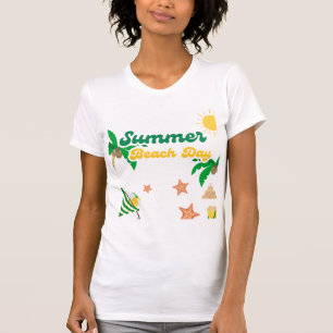 T-Shirt de Jour de Plage d'Été   Tee à Palmier Tro