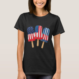 T-shirt De Juillet Popsicles Femmes Patriotique Quart Juil