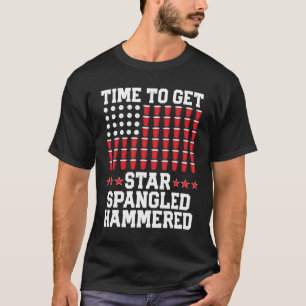 T-shirt De Juillet T Chemise Cadeau Bière Pong Drapeau Amé