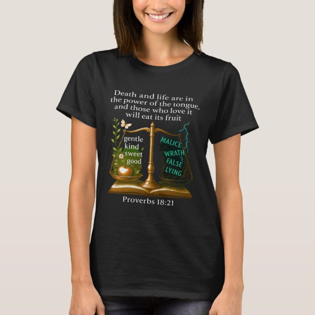 T-shirt de la Bible chrétienne — Proverbes 18:21 (Devant)