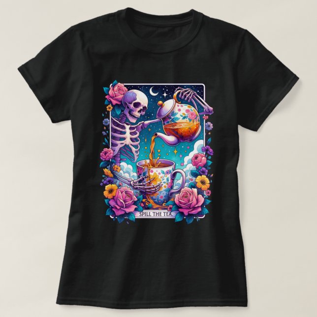 T-shirt de la carte Tarot Skeleton Tea (Design devant)