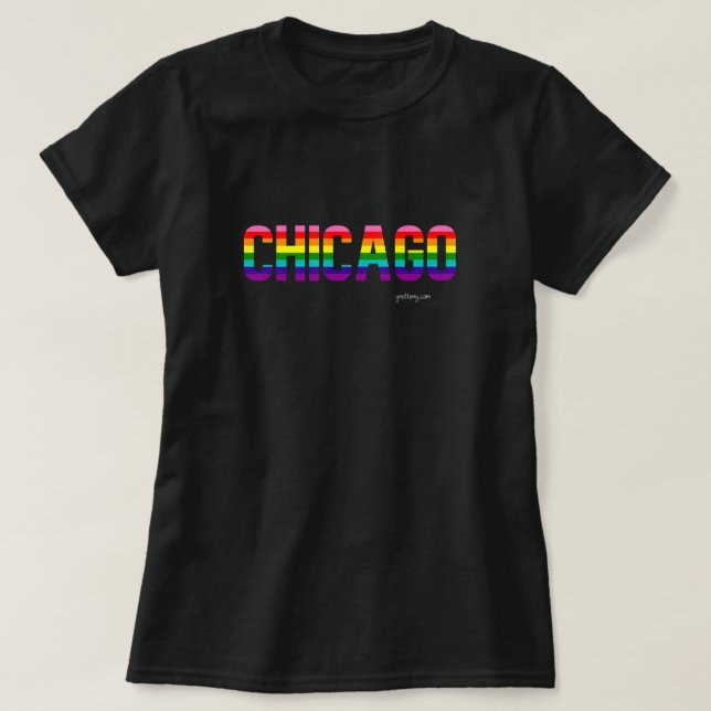 T-shirt de la Chicago Pride | drapeau arc-en-ciel (Design devant)