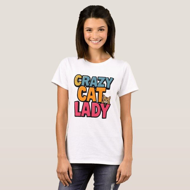 T-shirt de la dame du chat fou (Devant entier)