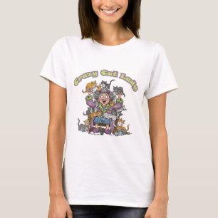 T-shirt de la dame du chat fou