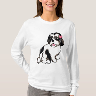 T-shirt de la douille des femmes de chiot de Shih