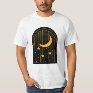 T-shirt de la fenêtre Lune mystique et étoiles
